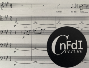 NFDI4C-Logo vor dem Beginn des Orchesterlieds "Mignons Sehnen" von Hans Sommer.