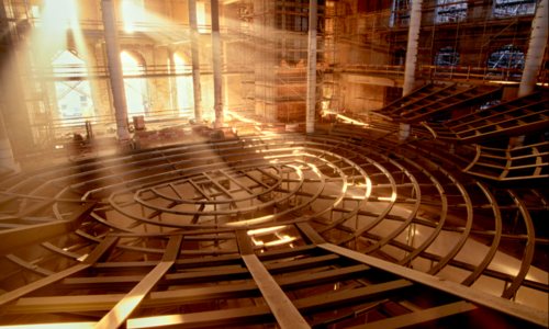 Photograph depicting the reconstruction of the Reichstag building in Berlin from the series "Reichstagsumbau 1995-1999"