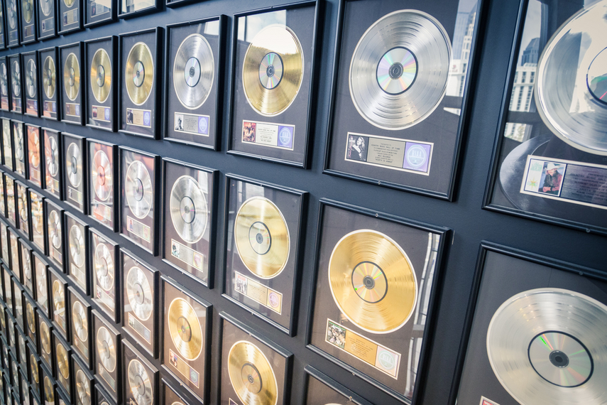 Hall of Fame with records of famous musicians