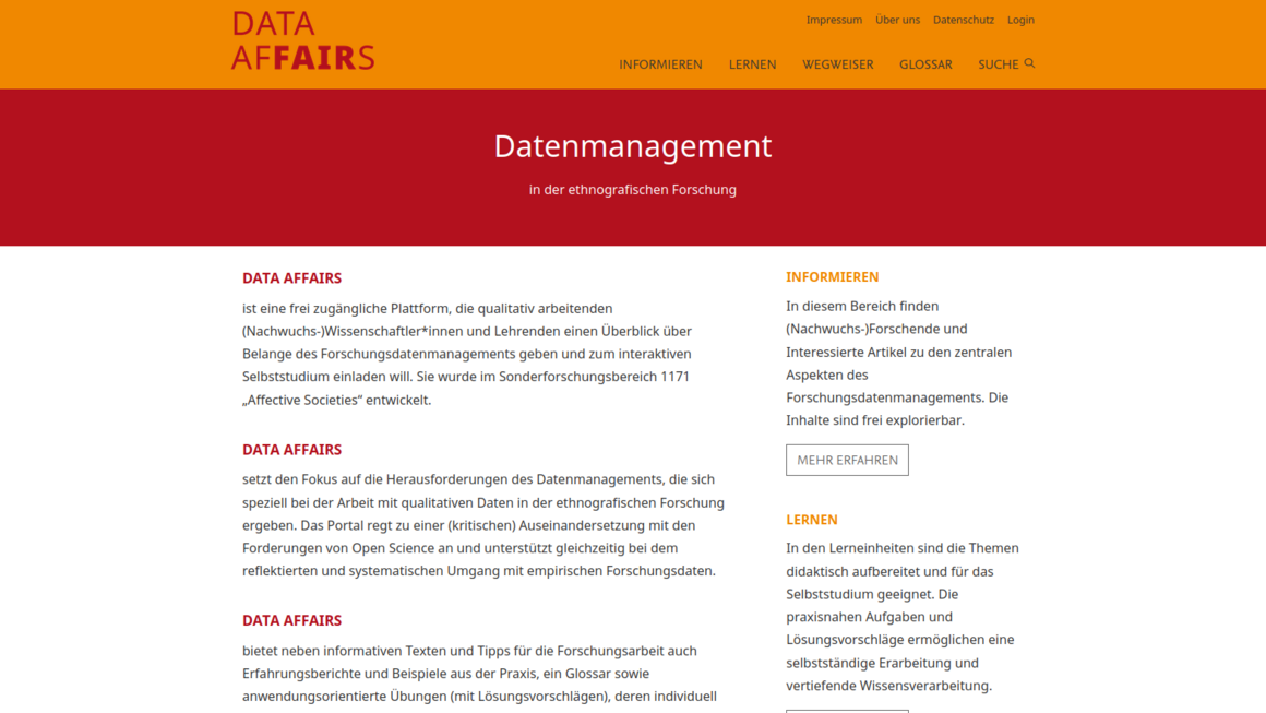 DATA AFFAIRS – Data Management for ethnographic research