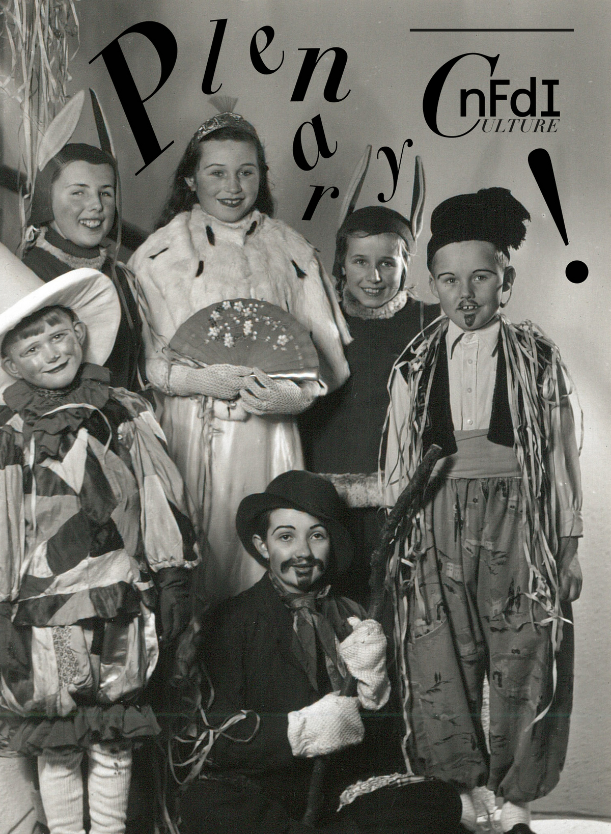 Children group in carnival costume in Roßwein with added script