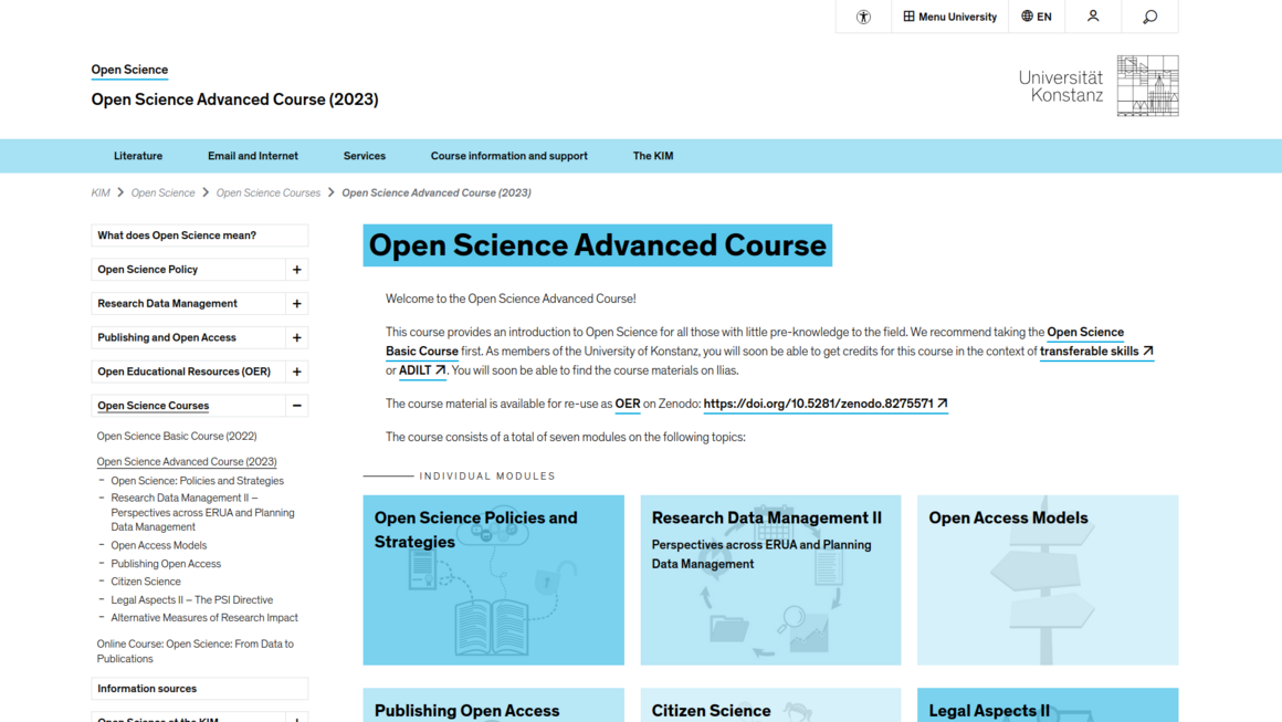 Open Science Advanced Course