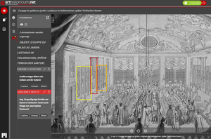 Screenshot Mirador, annotations to the object "coupe du palais au jardin", arthistoricum.net