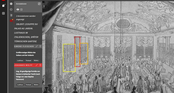 Screenshot Mirador, Annotation zu dem Object "coupe du palais au jardin", arthistoricum.net