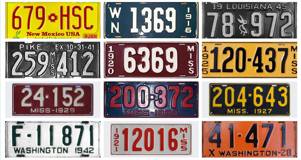 Screenshot of USA license plates from wikimedia commons