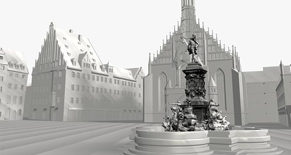 Visualisierung des 3D-Modells des Nürnberger Hauptmarkts